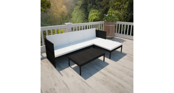 Set mobilier gradina din poliratan canapea cu 3 locuri Negru