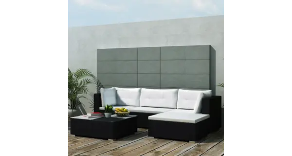 Set mobilier pentru gradina din poliratan, 14 piese, Negru