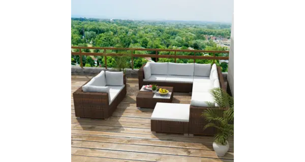 Set mobilier pentru gradina din poliratan, 32 piese, Maro