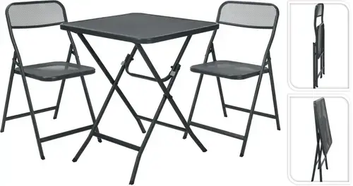 Set mobilier pliabil 3 piese, Gri