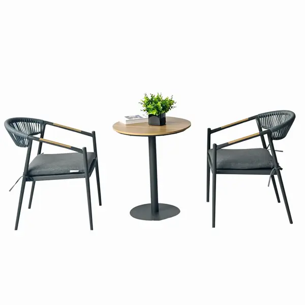 Set mobilier tarasa/gradina KLUGMEISTER KJF11196, doua scaune + masa, cu perne incluse, culoare gri