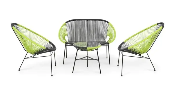 Set mobilier terasa/gradina CORFU 2 fotolii, canapea si masuta,verde