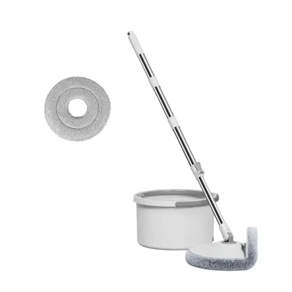 Set mop rotund cu galeata si laveta de la PAA-home® capul flexibil se muleaza pe colturile si marginile peretilor, galeata dispune de un sistem igieni