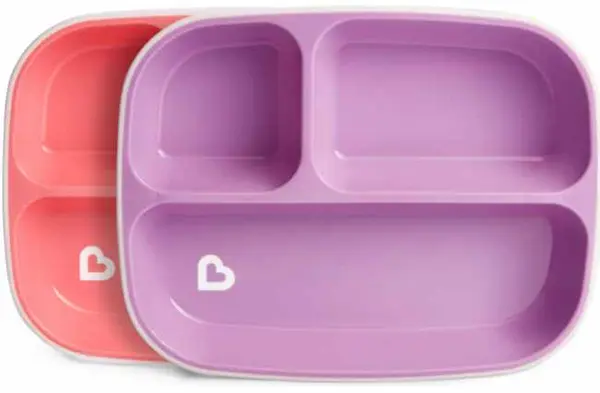 Set Munchkin - 2 farfurii cu compartimente, roz și mov