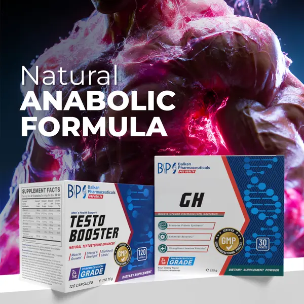 SET Natural Anabolic Formula - Testosteron Natural • Hormon de Creștere • Recuperare & Masă Musculară Uscată - set pentru 1 luna