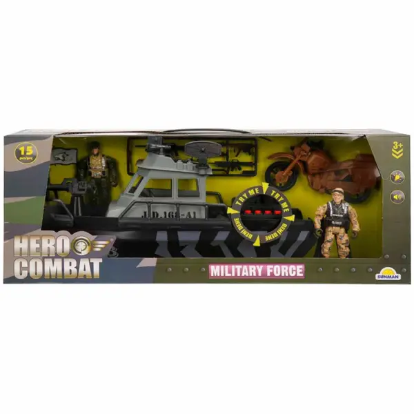 Set nava militara si motocicleta cu figurine, Hero Combat