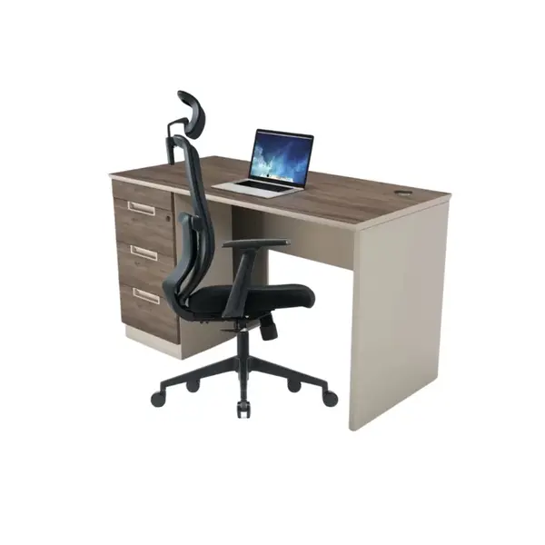 Set NovaEdge & ComfortPro - Birou cu dulap lateral si Scaun de birou ergonomic cu suport lombar fix
