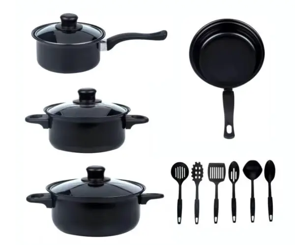 Set oale si ustensile pentru gatit 13 piese NEGRU