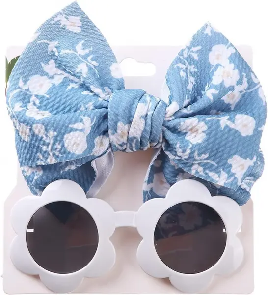 Set Ochelari de Soare pentru Fetite - Imprimeu Floricele Albastre