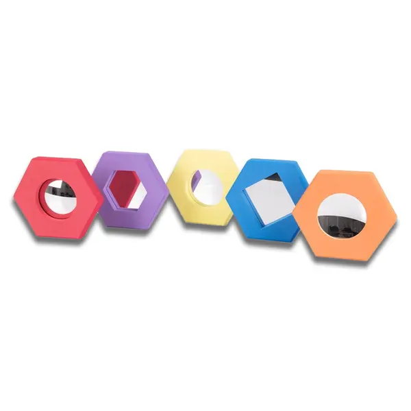Set oglinzi hexagonale din spuma, 5 bucati, TickiT multicolor