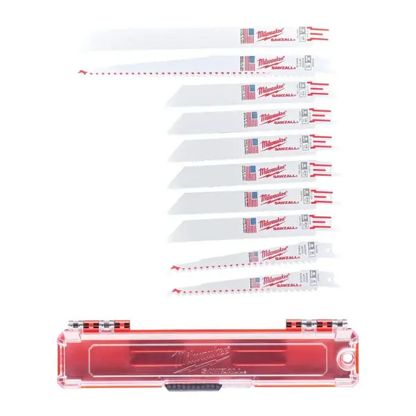 Set panze Milwaukee SAWZALL, 10 buc, pentru fierastrau sabie SUPER SAWZALL M18, lungimi 150 si 230 mm, 49222211