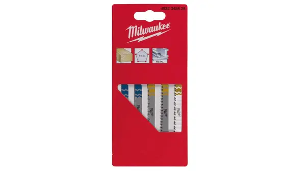 Set panze pentru fierastraie pendulare Milwaukee, 5 bucati, sistem prindere cu coada in forma de T, pentru lemn si metal, 4932345825