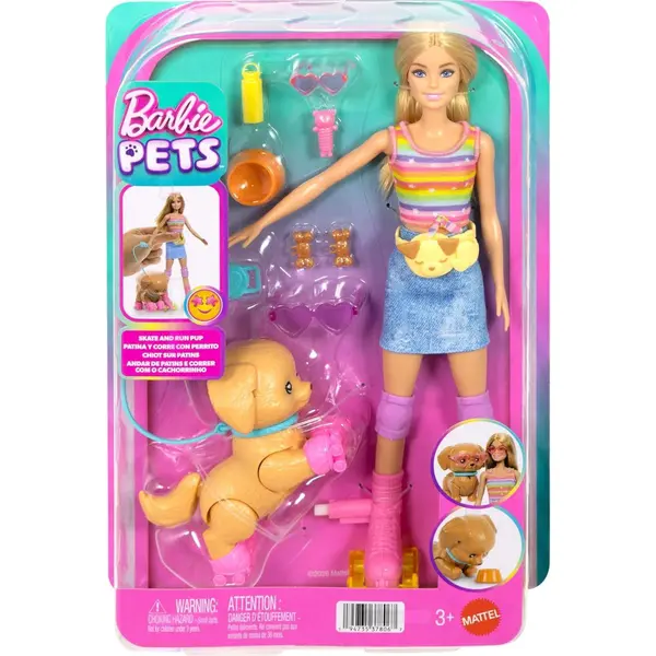 Set papusa pe role cu catelus, Barbie Pets, JMJ44