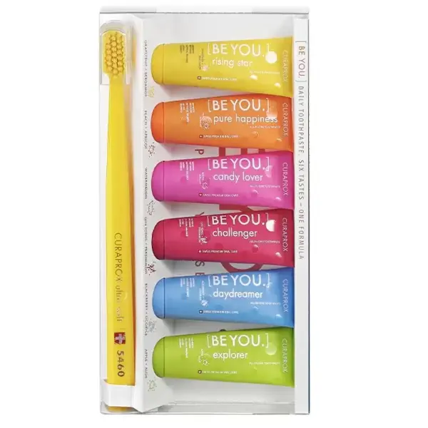 Set Paste de Dinti, Curaprox, BeYou, Impotriva Cariilor, fara SLS, cu Fluor, 6 Arome, 10ml