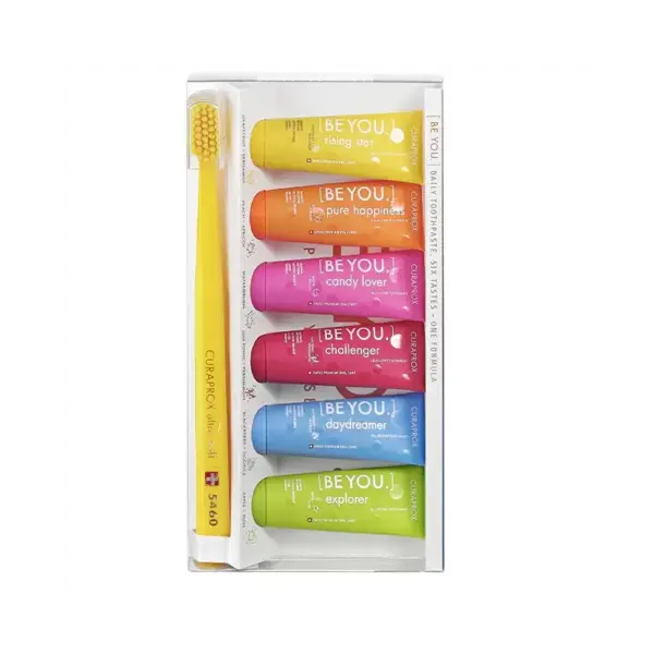 Set Paste de Dinti, Curaprox, BeYou, Impotriva Cariilor, fara SLS, cu Fluor, 6 Arome, 10ml