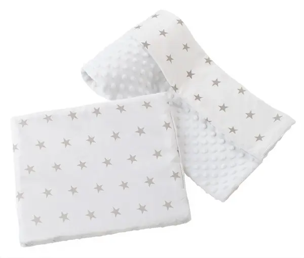 Set paturica 75x100 cm si perna 35x30 cm Minky Stars White