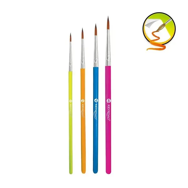 Set pensule Keyroad Artist Brushes, varf rotund,nr. 0,2,4,8, 4 bucati set