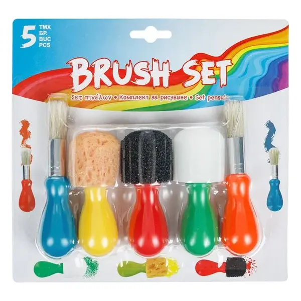 Set pensule pictura pentru copii,5 bucati set