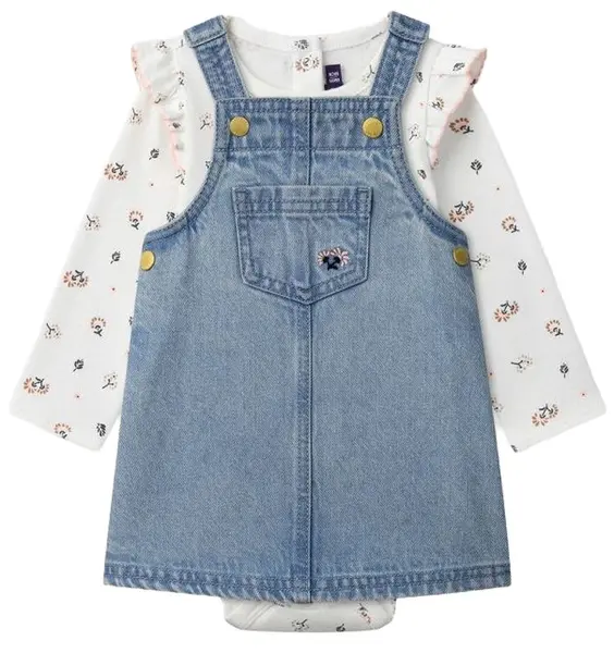 Set pentru bebeluși 2 piese Sergent Major - Salopetă din denim și body, 18 luni