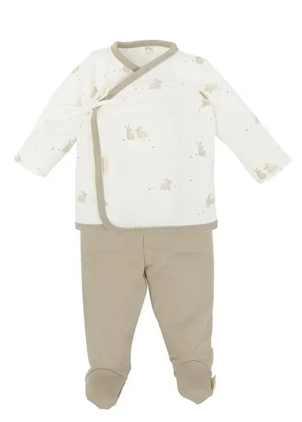 Set pentru bebeluși Bimbidreams - Bunny, vestă și pantaloni cu picior, 0-1 luni