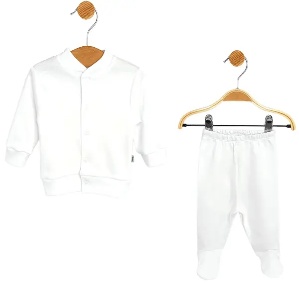 Set pentru bebeluși din 2 piese Rainy - Cardigan și colanți, albi, 62 cm, 2-4luni