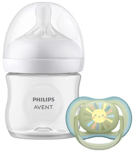 Set pentru bebeluși Philips Avent Natural Response - Biberon cu tetină, 125 ml și suzetă