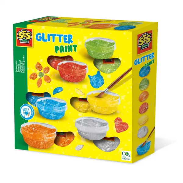 Set pentru copii acuarele pasta glitter (guasa),6 culori set