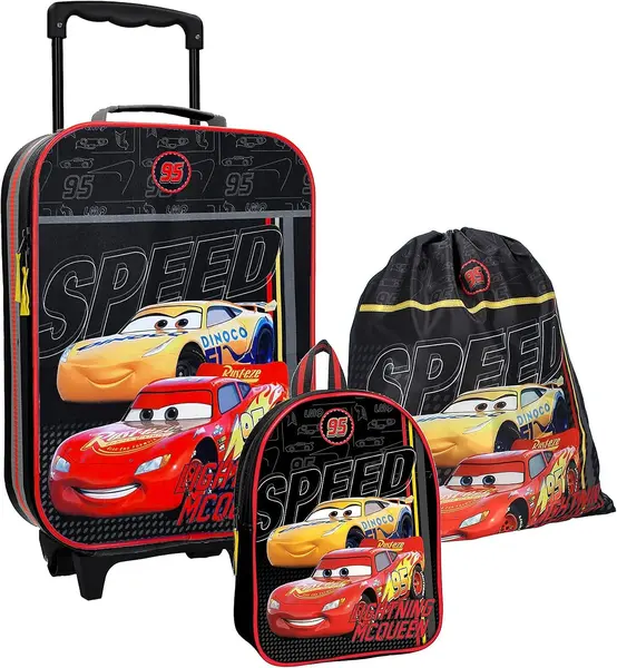 Set pentru copii Cars 3 in 1 - valiza, rucsac mic si geanta