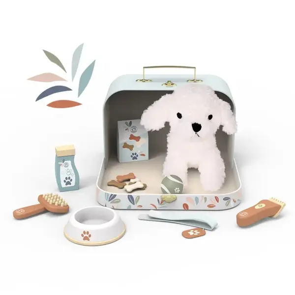 Set pentru copii cu valiza si catel de plus, Speedy Monkey