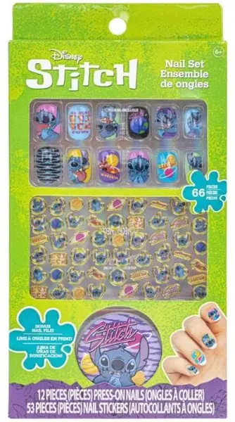 Set pentru copii pentru manichiurăDisney - Stitch, cu cuie adezive și autocolante