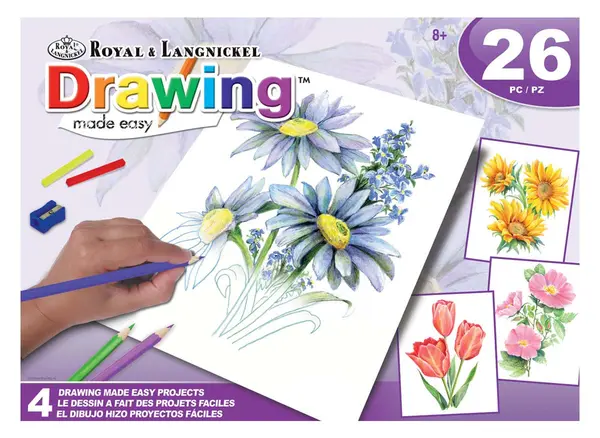 Set pentru desen cu creioane colorate Royal - 4 tablouri, 26 de părți, violet