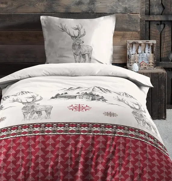 Set pentru dormitor STOF – Bauges, 2 piese, 100% bumbac, roșu