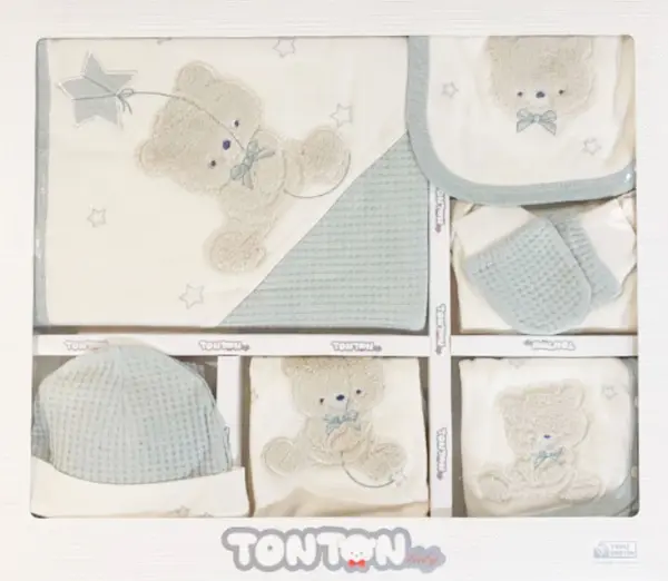 Set pentru ieșire din maternitate din 10 piese TonTon - Happy Bear, albastru