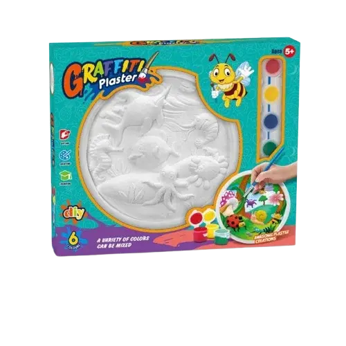 Set pentru pictat Plansa din ceramica tematica vietati marine,pensula si acuarele incluse, 17 cm