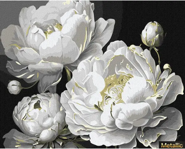 Set pentru pictură după numere Ideyka Metallic - Frumusețe impecabilă, 40 x 50 cm