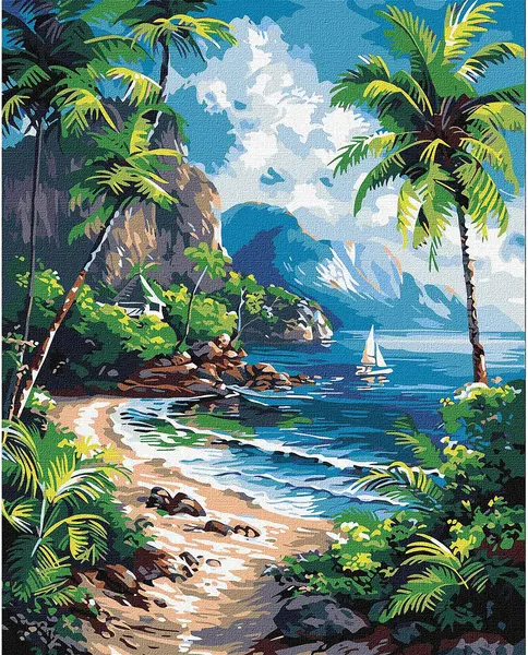 Set pentru pictură după numere Ideyka - Paradis tropical, 40 x 50 cm