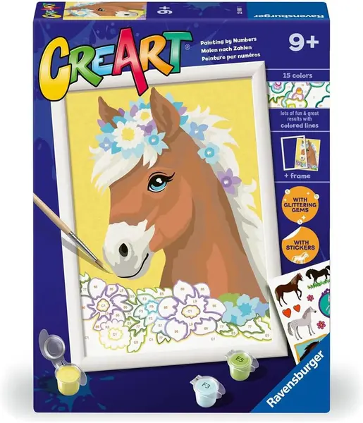 Set pentru pictură după numere Ravensburger CreArt - Cal cu flori