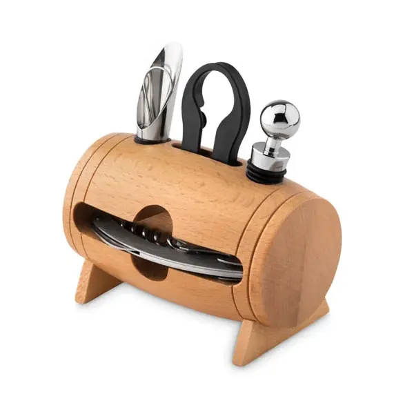 Set pentru vin in stativ lemn Set pentru vin in stativ lemn