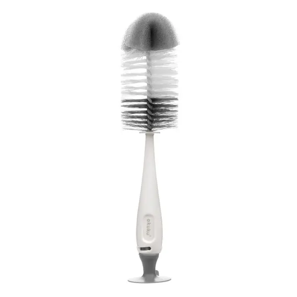 Set perii pentru biberoane si tetine Akuku Gri cu burete incorporat si ventuza fixare, fara bpa, dimensiune 26x11x6 cm