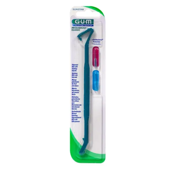 Set Periuta Interdentara, GUM, Proxabrush Classic, pentru Curatare in Profunzime, cu Maner Special, cu 2 Rezerve