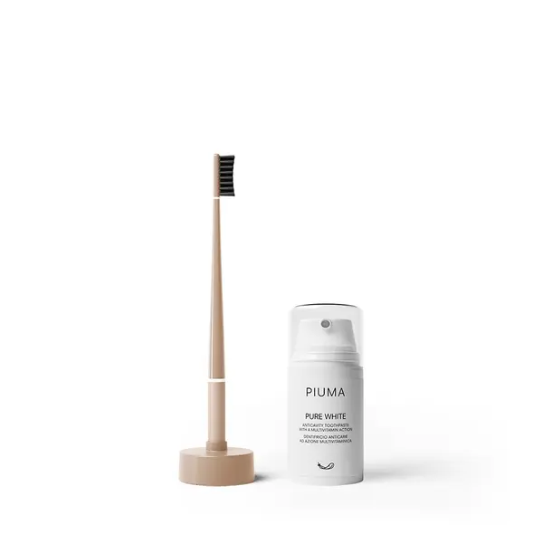 Set Periuta + Pasta de dinti 75ml Medium Nude, Piuma