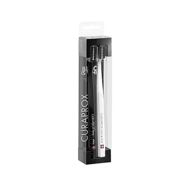 Set Periute de Dinti, Curaprox, White and Black, 5100, Peri Moi, pentru Gingii Sensibile, Culori Alb si Negru, 2 buc