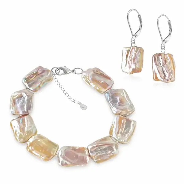 Set Perle Baroque Multicolore - Bratara E i Cercei, Argint 925 KASKADDA