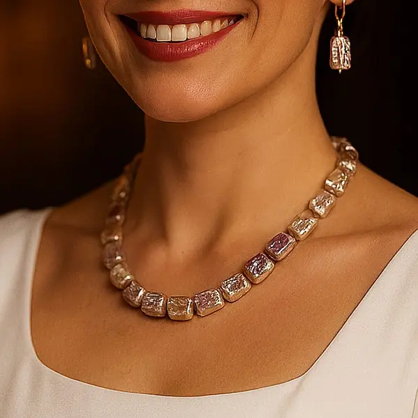 Set Perle Baroque Multicolore - Colier E i Cercei, Aur Galben 14K KASKADDA