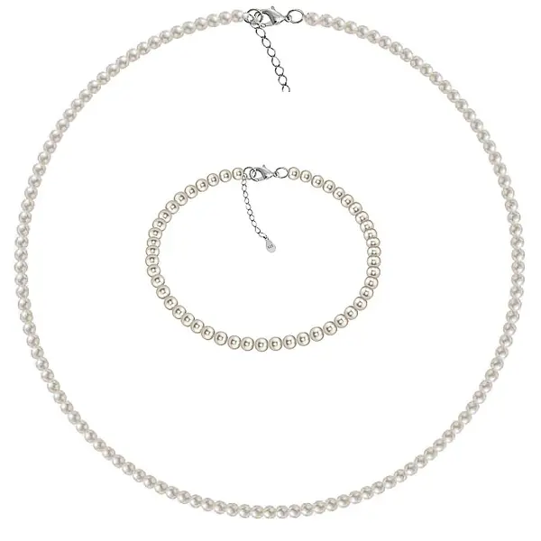 Set Perle - Colier E i Bratara cu Perle Naturale Rare, Mici 4-5 mm, Calitatea AA+, Inchizatori Argint 925 - KASKADDA