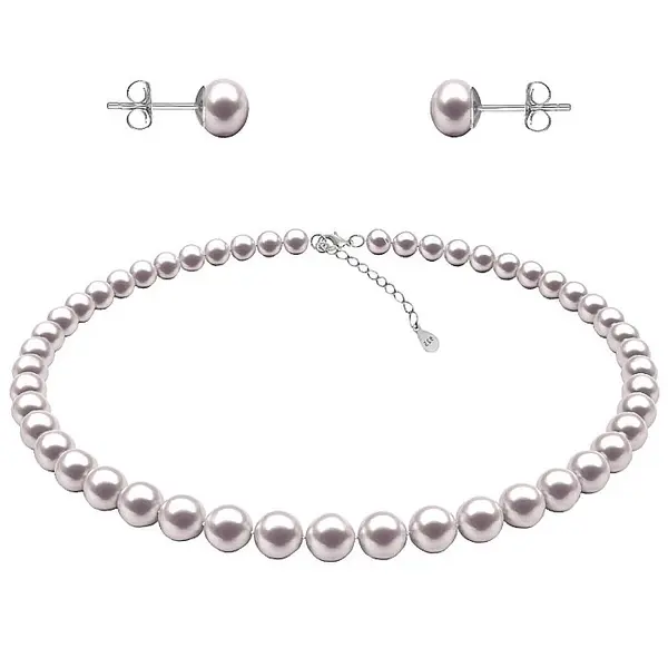 Set Perle - Colier E i Cercei Tip surub cu Perle Naturale Albe 6-7 mm, Argint 925 KASKADDA
