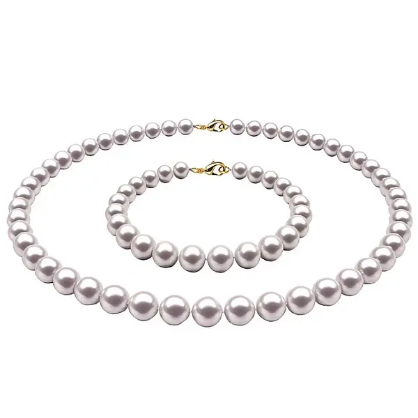 Set Perle Naturale Albe 6-7 mm - Colier E i Bratara, Aur Galben 14K KASKADDA