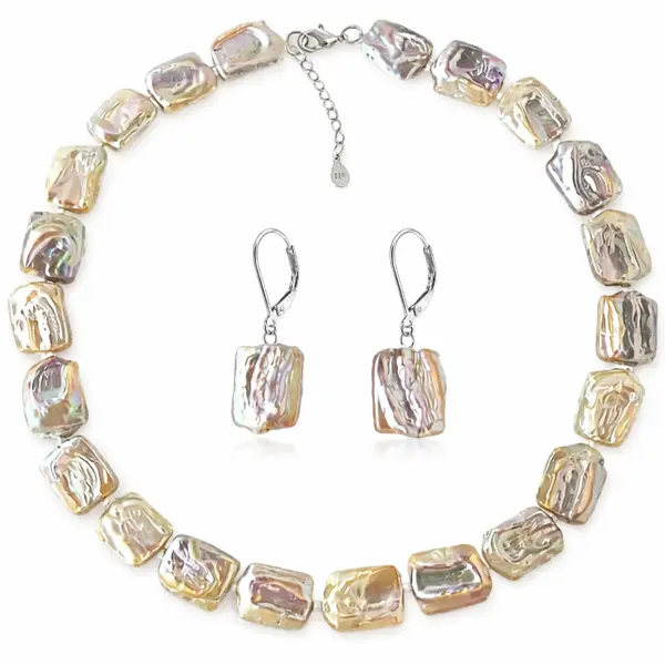 Set Perle Naturale Baroque Multicolore, Colier E i Cercei , Argint 925 KASKADDA
