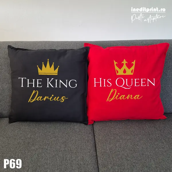 Set Perne personalizate King and Queen - P69 NEGRU SI ROSU