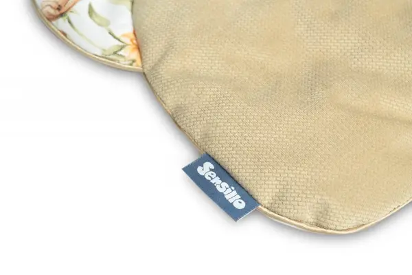 Set pernuta si pilota pentru caruciorlandoupatut copii Sensillo Teddy Square Beige cu doua fete bumbaccatifea, Umplutura silicon lyocell antialergic, Perna cu urechiuse, Recomandat de la nastere